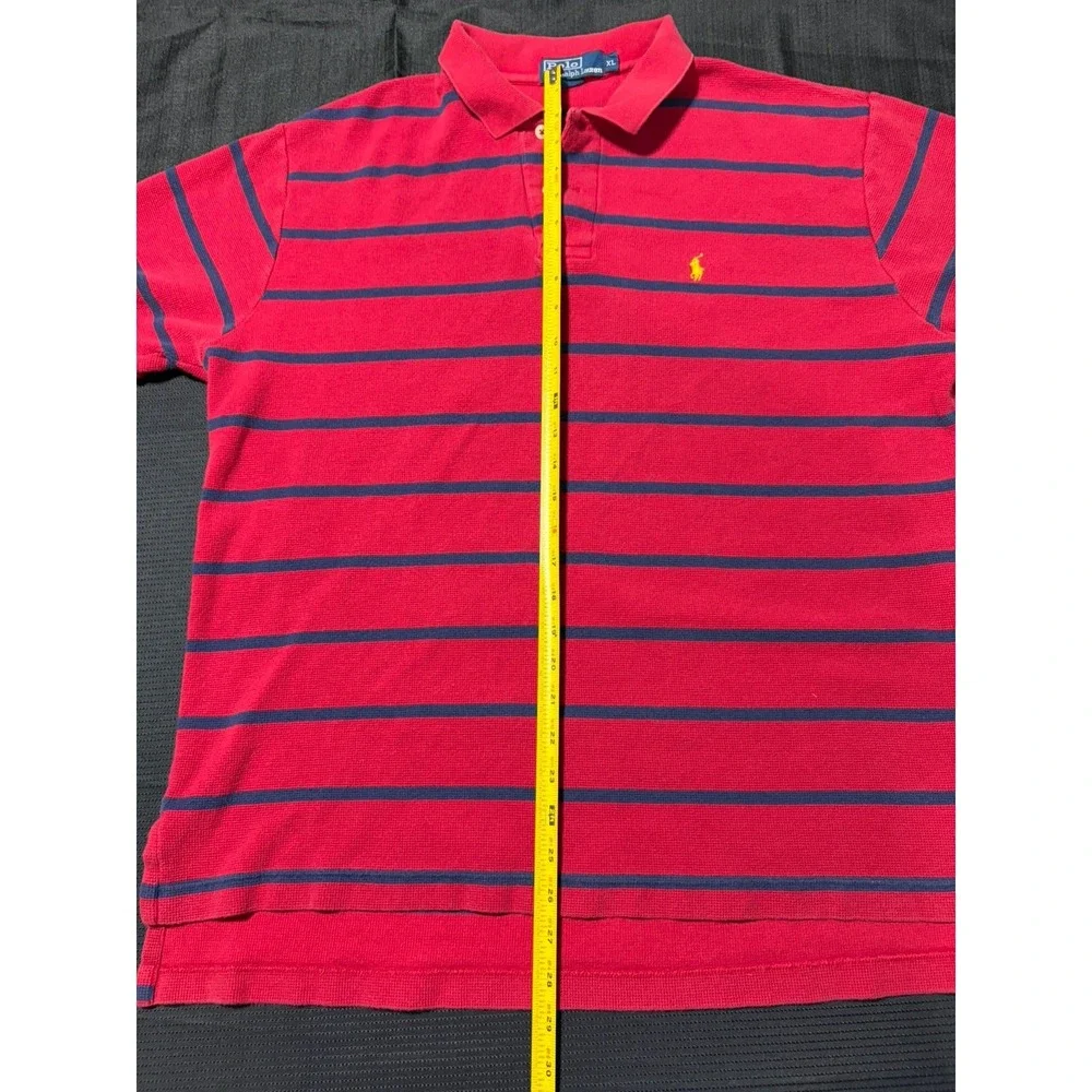 Vintage Polo Ralph Lauren Mens XL Waffle Knit Thermal Striped Polo Shirt